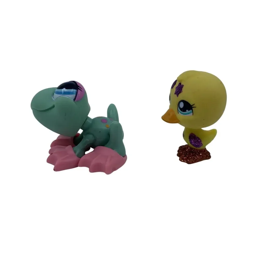Littlest Pet Shop LPS #2356 #2357 Glitter Duck & Spotted Frog Pretty Pairs